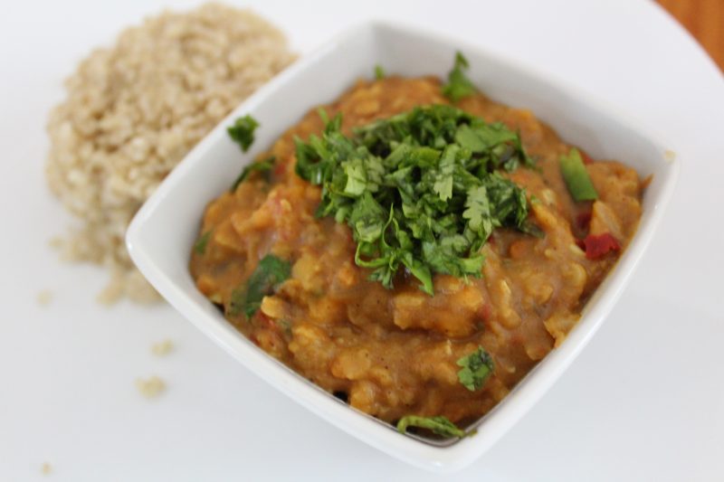 Spicy Peanut Vegetable Curry with Sweet Potato and Lentils (Plant-based & Gluten-free)